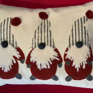NEW 12x16" Pottery Barn Christmas Gnome Pom Pom Lumbar Pillow Cover + Insert